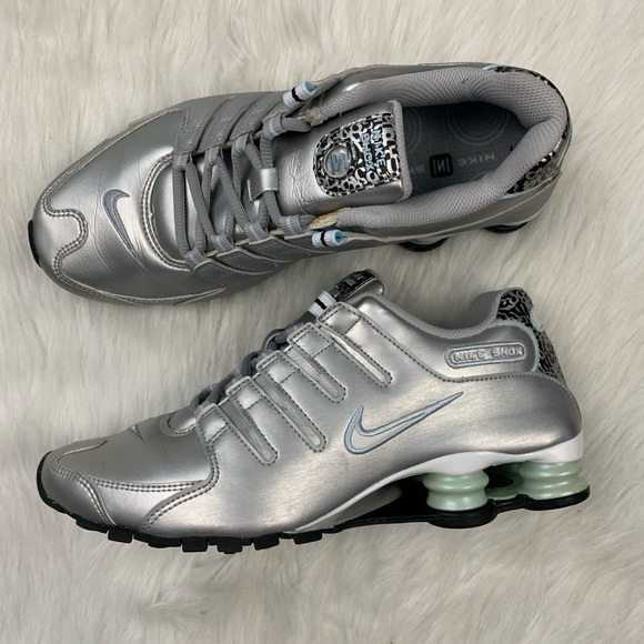 blue and silver nike shox